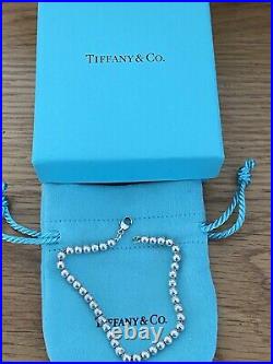 Genuine Tiffany & Co Circle Charm Beaded Sterling Silver bracelet With Box