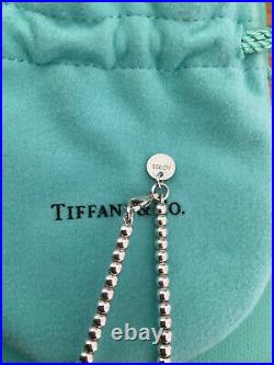 Genuine Tiffany & Co Heart Charm Padlock Beaded Sterling Silver bracelet