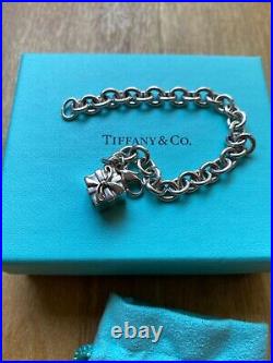 Genuine Tiffany & Co silver charm bracelet with Bow Box Charm