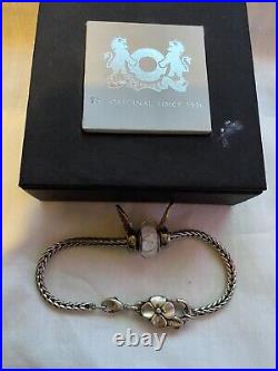 Genuine Trollbeads Bracelet With Large Flower Lock And Charms