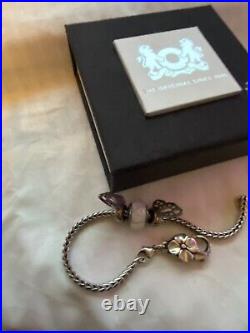Genuine Trollbeads Bracelet With Large Flower Lock And Charms