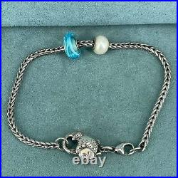 Genuine Trollbeads bracelet With Fish Clasp & Charms 925 Sterling Silver LAA