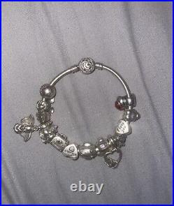 Genuine pandora beauty & the beast bangle with disney & normal charms pre owned