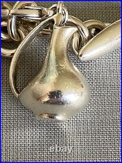 Georg Jensen Ladies Vintage Sterling Silver 925 Charm Bracelet With 6 Charms