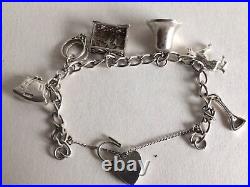 Georg Jensen Sterling Silver Charm Bracelet & 6 Charms