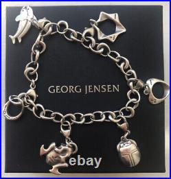 Georg Jensen Sterling Silver Charm Bracelet With 5 Beautiful Charms