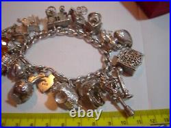 Ginormous Massive Solid Silver Charm Bracelet-vintage Heavy- 7. 17 Large Charms