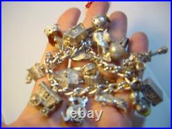 Ginormous Massive Solid Silver Charm Bracelet-vintage Heavy- 7. 17 Large Charms