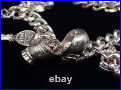 Good Vintage 925 Sterling Silver Charm Bracelet & Charms WJS Birmingham 1961