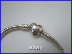 Gorgeous 925 Sterling Silver Genuine Pandora Bracelet 8 Disney Charms 17cm Rare