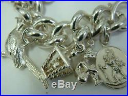 Gorgeous Vintage Silver Charm Bracelet With Charms Heavy Over Three Ounces