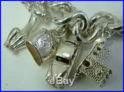 Gorgeous Vintage Silver Charm Bracelet With Charms Heavy Over Three Ounces