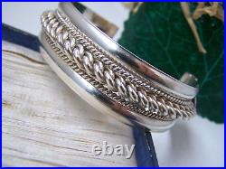 Gorgeous Wide Solid Sterling Silver Modernist Bracelet Bangle Cuff 7 8 Rare