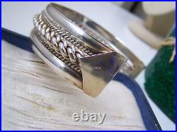 Gorgeous Wide Solid Sterling Silver Modernist Bracelet Bangle Cuff 7 8 Rare