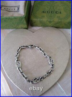 Gucci Aged Sterling Silver Interlocking GG Bracelet RRP £240 NWOT size 17
