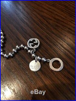 Gucci Boule Silver Beaded Bracelet With Gucci Charm