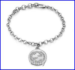 Gucci Bracelet Coin Charm Interlocking G Logo Bee Motifs Sterling Silver