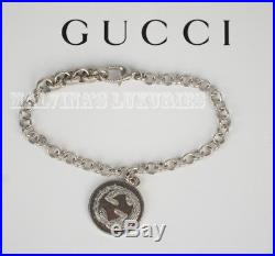 Gucci Bracelet Coin Charm Interlocking G Logo Bee Motifs Sterling Silver