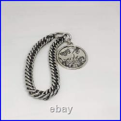 Gucci Flora Sterling Silver Large Charm Medallion Bracelet