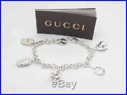 Gucci Sterling Silver 6 Baby Slipper Hat Bear Shoe Charms Chain Link Bracelet