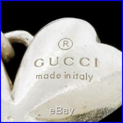Gucci Sterling Silver 925 Heart Logo 4 Charm Bracelet 7 Signed Authentic