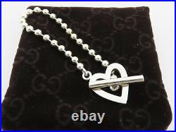 Gucci Sterling Silver Heart Toggle Ball Chain Bracelet