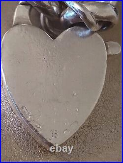Gucci Vintage Chunky Sterling Silver Rollerball Heart Bracelet 18