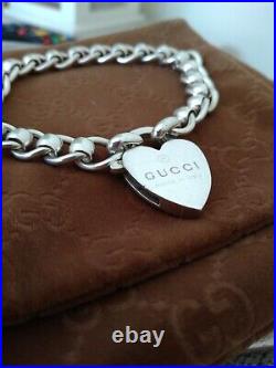 Gucci Vintage Chunky Sterling Silver Rollerball Heart Bracelet 19