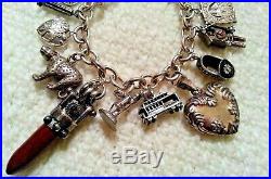 HEAVY Vintage Sterling Silver Chunky Charm Bracelet & Charms, 110.8 gr, Movers