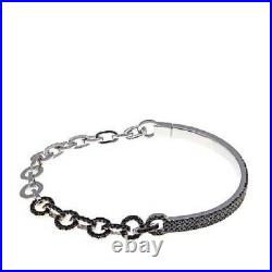 HSN Rarities Sterling Silver Round Black Spinel Oval Link Bracelet $259