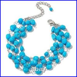 HSN Sleeping Beauty Turquoise Sterling Silver 4-Strand 7.25 Bracelet