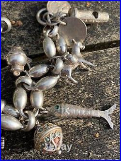 HUGE Vintage Sterling Silver Charm Bracelet