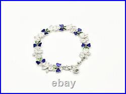 Handmade Elegant 999 Fine Silver Enamel Butterfly Charm Bracelet BL-2