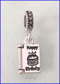 Happy Birthday Card Pendant Charm For Bracelets Silver Plated