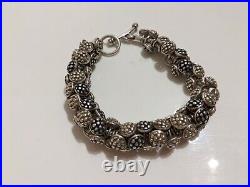 Heavy 136g Sterling Silver Bracelet with sliding button charms hallmarked CEH