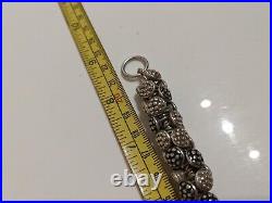 Heavy 136g Sterling Silver Bracelet with sliding button charms hallmarked CEH