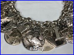 Heavy Sterling Silver Charm Bracelet Loaded with 37 Charms 99.3g