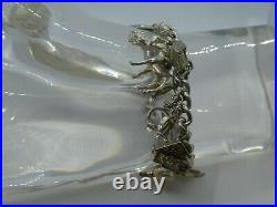 Heavy Vintage 925 Silver Charm Bracelet & Charms 7 (17.8cm) 50g