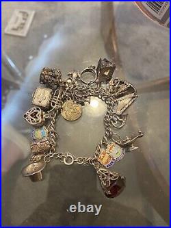 Heavy Vintage Silver Charm Bracelet 81 Grams Great Nuvo Charms Ghost House 19cm