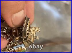 Heavy Vintage Silver Charm Bracelet 81 Grams Great Nuvo Charms Ghost House 19cm