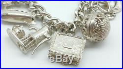 Heavy Vintage Sterling Silver Charm Bracelet & Big Unique Charms Including NUVO