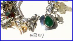 Heavy Vtg Estate Antique Sterling Silver 30 Rare Charms Charm Bracelet 7 1/4