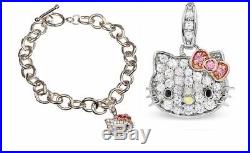 Hello Kitty Kimora Lee Simmons Sterling Silver Diamond Sapphire Charm Bracelet