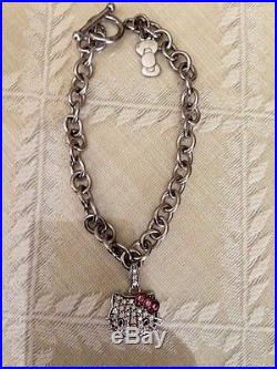 Hello Kitty Kimora Lee Simmons Sterling Silver Diamond Sapphire Charm Bracelet