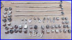 Huge bundle / job lot of Genuine Pandora silver charms, bracelets, boxes & bags