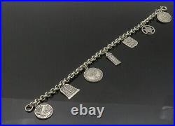 ISRAEL 925 Sterling Silver Vintage Jewish Symbols Charm Bracelet BT8690
