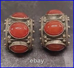 ITALIAN STERLING SILVER CHARM BRACELET AND EARRINGS AGATE ONYX CARNELIAN 118g ITALIAN STERLING SILVER CHARM BRACELET AND EARRINGS AGATE ONYX CARNELIAN 118g