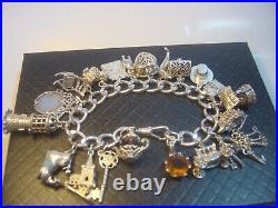 Incrediblemassive Solid Silver Charm Bracelet-vintage Heavy- 7. 21 Unusu Charms