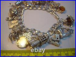 Incrediblemassive Solid Silver Charm Bracelet-vintage Heavy- 7. 21 Unusu Charms
