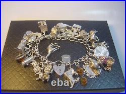 Incrediblemassive Solid Silver Charm Bracelet-vintage Heavy- 7. 27 Unusu Charms